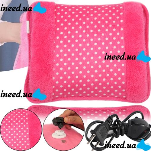 Електрична водяна грілка Hot Water Bag HD-03 для зігрівання рук 500W Плюшева м'яка муфта електрогрілка з підігрівом 34х24 см від мережі рожева