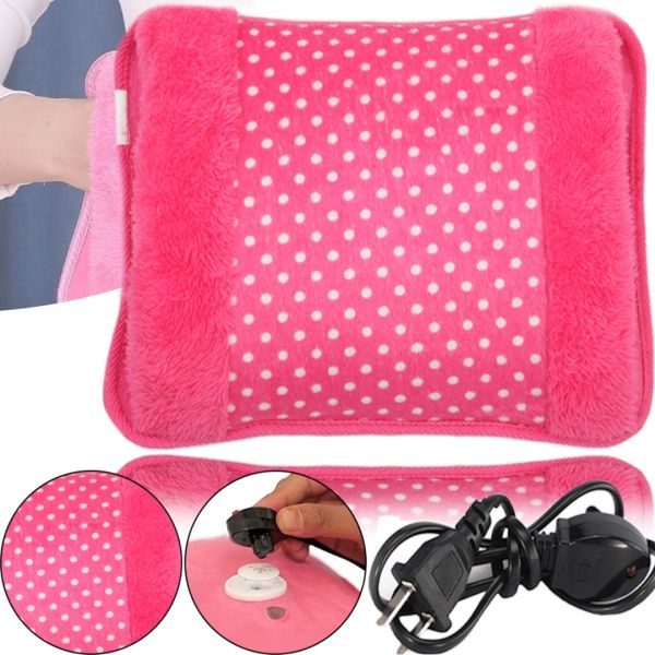 Электрическая водяная грелка Hot Water Bag HD-03 для согревания рук 500W Плюшевая мягкая муфта электрогрелка с подогревом 34х24 см от сети Розовая