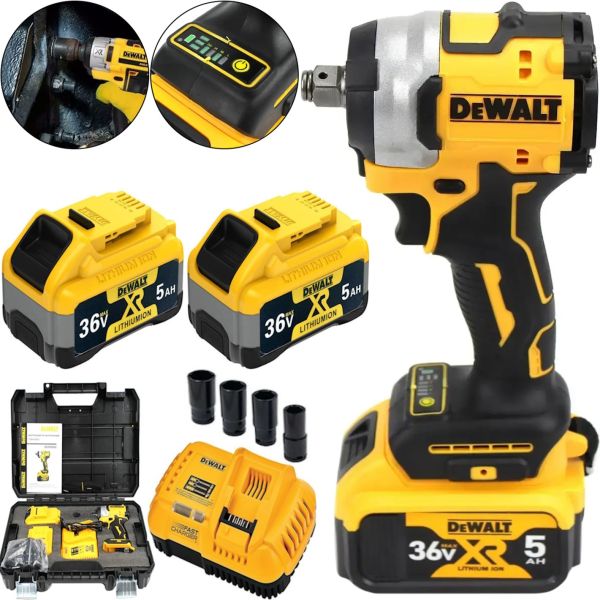 Беспроводной ударный гайковерт DeWalt DCF922D2T 36V 5Ah 2 аккумулятора, Аккумуляторный бесщеточный гайковерт Деволт 447 Нм с головками в кейсе