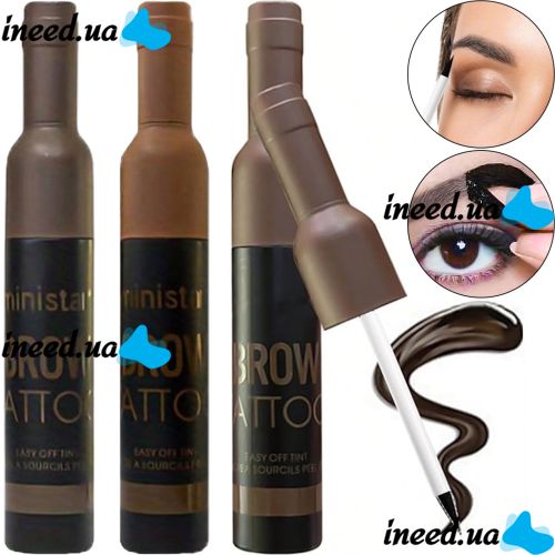 Ministar Brow Tattoo Black Black Waterproof Tint Paint with Tattoo Effect for eyebrow highlighting, Marker Gel #102 10 ml for eyebrow tattooing