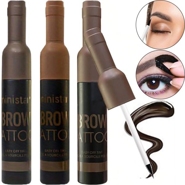 Водостойкая краска тинт Ministar Brow Tattoo Grey Brown Серо коричневый с тату эффектом для подчеркивания бровей, Маркер гель #103 10 мл