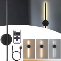 Wall-mounted accumulator LED Lamp Sconce Svet SY-16003 60 cm with remote control, Linear Rechargeable Night light on the wall Strip light HA-125 11W Black