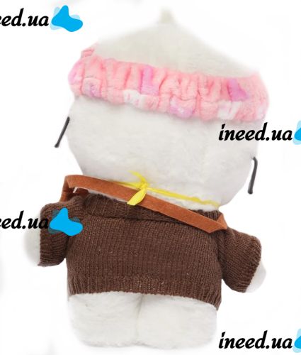 М'яка іграшка Huada Toys качечка в окулярах Lalafanfan 35 см, плюшева качка в одязі Cafe mimi duck Лалафанфан Біла