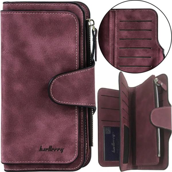 Женский замшевый кошелек Baellerry Forever N2345 Dark Red женское мини портмоне на 10 отделений для хранения купюр и мелочи Темно красный