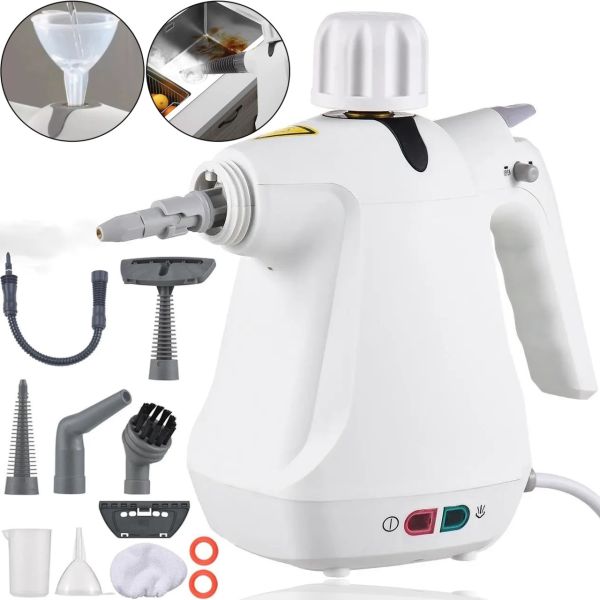 Вертикальный ручной паровой отпариватель Steam Cleaner TB958 с 6 насадками для уборки, Пароочиститель парогенератор Тоби DF-958 350мл от сети