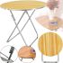 Tourist Folding Round Table Round Folding Table 60x70 cm for Picnic, Folding Aluminum MDF Table for Camping and Garden Brown