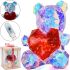 Хрустальный мишка Тедди с сердечком Love Bear Red 3D с LED подсветкой 25 см, Светодиодный голографический светильник медведь с сердцем от USB Красный