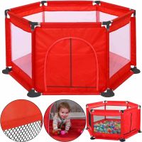 Bambi M1340 folding playpen with mosquito net for children's play, DreamToys Hexagonal ball dry pool with fence for toddlers