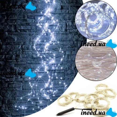 Indoor LED Garland Ponytail 200LED Diodes 2M 10 Strands Cold White for Home Dew 10 Strings of 2 Meters USB Cold White