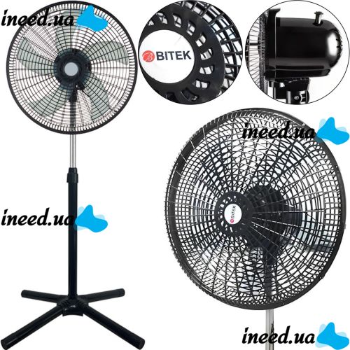 Floor fan Bitek BK-1881 120W 5 blades 46 cm, Bitek 18" inch fan on telescopic leg 106-136 cm with mains swivel