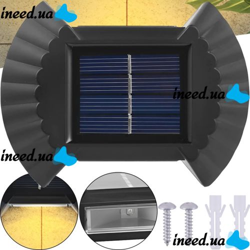 Настенный уличный фонарь прожектор Smart Solar Light JB-012 на солнечной батарее, Аккумуляторный светильник с солнечной панелью на стену JB012 Черный