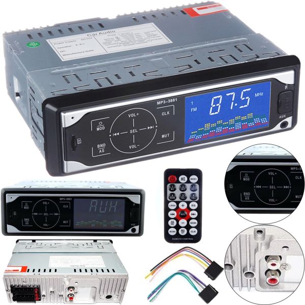 Универсальная автомагнитола 1DIN ISO Pioneer MP3-3881 с сенсорными кнопками и пультом ДУ, Сенсорная магнитола проигрыватель в машину с USB и SD