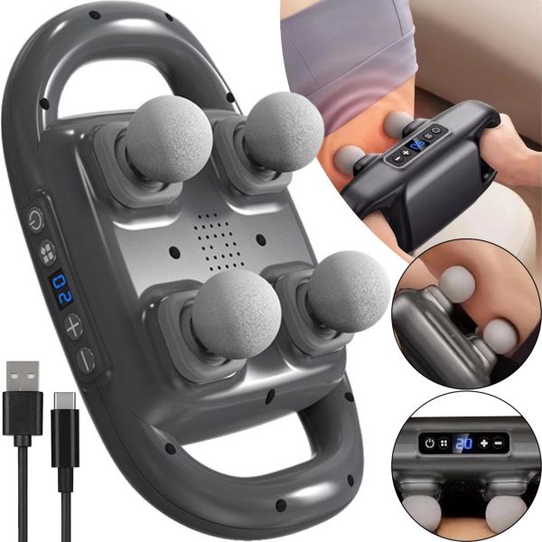 Percussion massager Massage Gun TosWa FZ-668 for full body massage 4 heads, Manual rechargeable 9 modes 20 speeds for muscles and relaxation