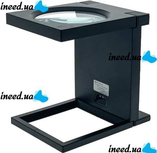 Zhongdi MG14116-A 2.5X Jewelry Square Magnifier with Backlight and Measuring Scale Folding Magnifying Glass 110mm on Battery Stand