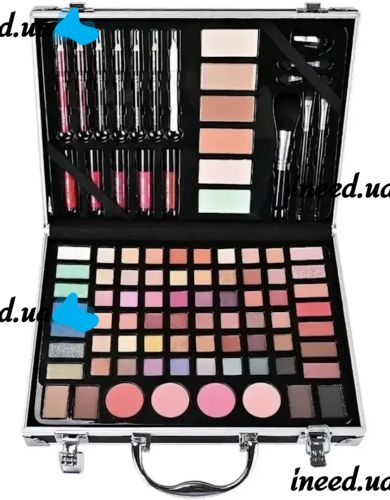 Miss Young GM20250 Cosmetics Gift Set 93 items Makeup eye shadow glosses blush powder and brushes in case Black