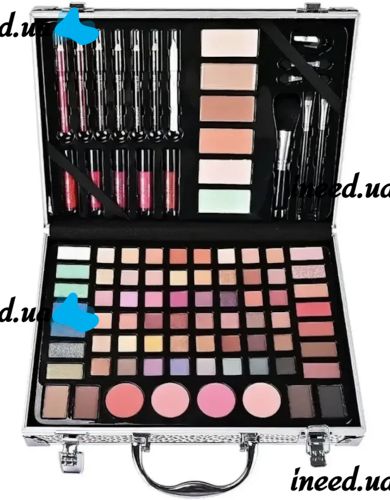 Miss Young GM20250 Cosmetics Gift Set 93 items Makeup eye shadow glosses blush powder and brushes in case Silver