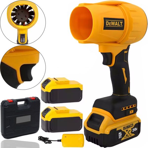 Аккумуляторная воздуходувка фен DeWalt DCE90E 20V 5Ah для уборки снега и листьев с 2 аккумуляторами, Беспроводная дуйка Деволт для удаления пыли