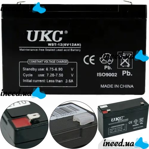 Sealed battery BATTERY UKC 6V 12A lead-acid rechargeable battery