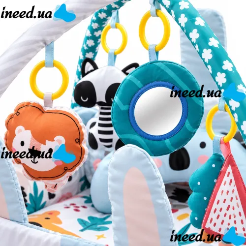Детский развивающий коврик Ricokids Rabbit FK-2946 3в1 интерактивный манеж с мягкими бортиками, сухой бассейн с игрушками шариками для новорожденных