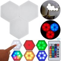 Модульная RGB подсветка ночник соты 3 шт в шкаф Led Light 359 Lamp беспроводной шестигранный сенсорный светильник с пультом управления
