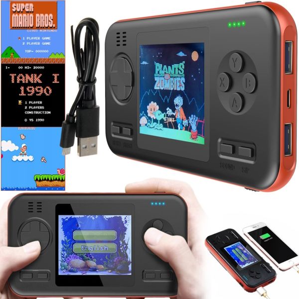 Portable Retro Gaming Console G-416 2 in 1 Set-top Box with Battery Powerbank Power Bank 8000mAh for 416 built-in games Dandy, Super Mario, 8 bit