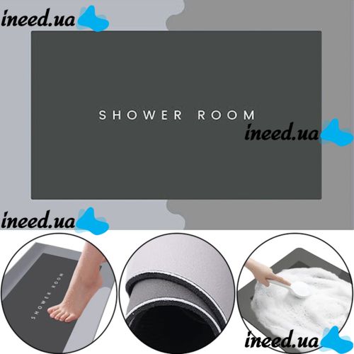 Вологопоглинаючий підлоговий килимок для ванної кімнати Shower Room AND185 нековзний швидковисихаючий всмоктуючий килим на підлогу у ванну 60х40 см