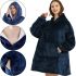 Толстовка-плед с капюшоном Huggle Hoodie Ultra Plush Blanket 2в1 унисекс оверсайз толстовка худи плюшевый плед с рукавами на флисе 74Х110 см Синяя
