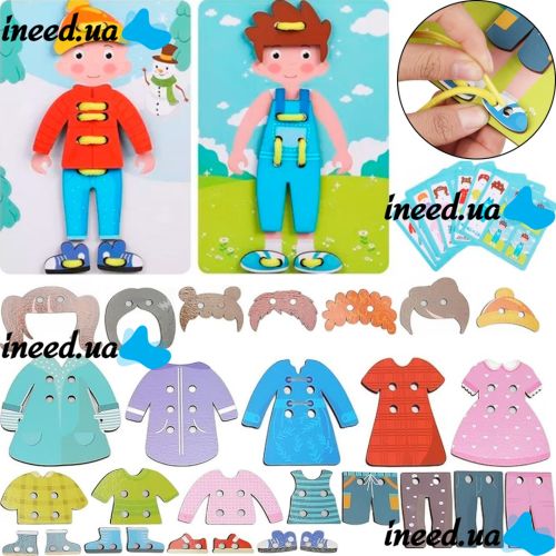 Educational designer Personages Threading Plate MZM15 38 details depicting characters made of wood, A character creation puzzle for children
