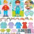 Educational designer Personages Threading Plate MZM15 38 details depicting characters made of wood, A character creation puzzle for children