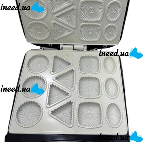 Мультипекарь Hoffmans HM-3020 1400W для выпечки печенья на 13 штук, Аппарат форма для приготовления разных видов печенья  1400Вт от сети Черный