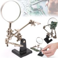 Magnifying Desktop Magnifier Third Hand EL-16126 Adjustable Glass 60 mm with Two clips, Repair station Holder for Soldering and Modeling