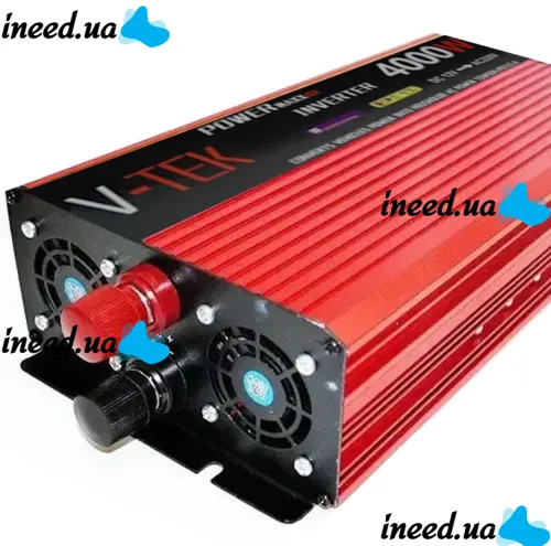 Автомобильный инвертор V-TEK VDK-4000W 12V-220V С LED-экраном и usb разъемом, Авто преобразователь напряжения тока от прикуривателя и аккумулятора