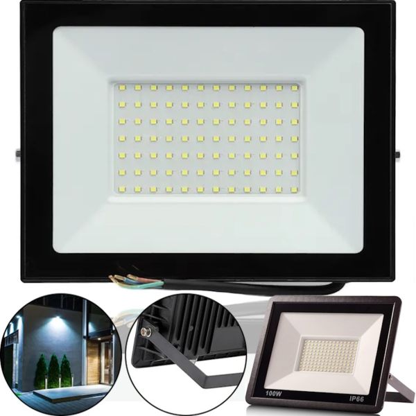 LED Street Floodlight 100W LED Flood Light Series 2 UKC FL-100 with mounting bracket, Daytime running light 100W IP66 6400K for the street from the network