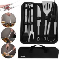 Kaminer 13001 9 in 1 grill and barbecue set Kaminer 13001 9 in 1 barbecue set, fork tongs knife stainless steel skewers in XL-1316 case