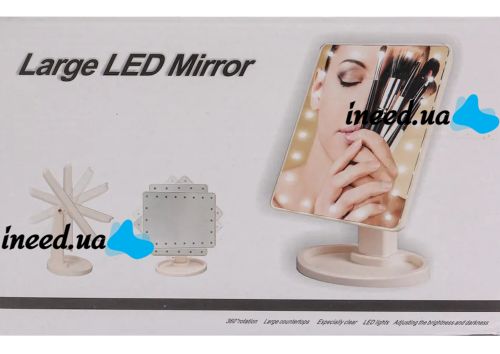 Косметическое сенсорное зеркало для макияжа Magic MakeUp Mirror вращается на 180 настольное зеркало на подставке с подсветкой 22 LED USB Розовое
