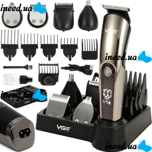 VGR V-107 cordless hair trimmer VGR V-107 professional 11-in-1 cordless beard and moustache trimmer with display and accessory stand
