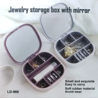 Jewelry Organizer with Mirror Jewerly Storage Box LD-988 Travel Mini Jewelry Box with 7 Compartments for Jewelry and Jewelry 10x10 cm