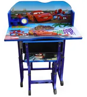 Bambi Disney Cars B-43507 Children's Desk and Chair Set: Lightning McQueen, Height-Adjustable Desk and Chair with Bookrest, Blue