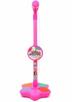 Kid Star Microphone 5352A for Kids on an Adjustable Stand with Backlight, Karaoke with Sound Effects, and MP3, for Children Ages 3 and Up—Pink