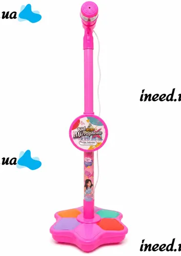 Kid Star Microphone 5352A for Kids on an Adjustable Stand with Backlight, Karaoke with Sound Effects, and MP3, for Children Ages 3 and Up—Pink