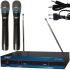 DM UWP-200 XL Radio System 2 Battery-powered Microphones for Vocals and Karaoke 21x14x43.5 cm Professional Desktop Base with Mains Antennas Black