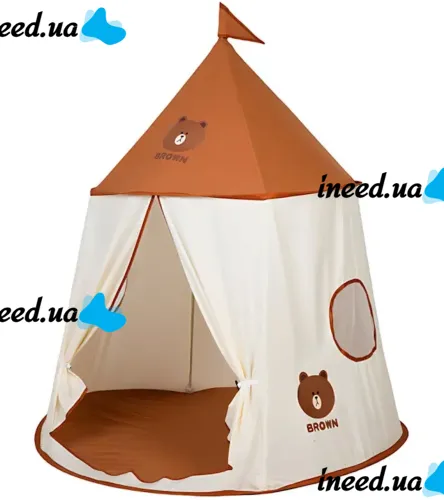 Bear Play Tent Bear Play Tent with flag and window, Bear Play Tent 110x110x130 cm for home and outdoors with bag for children