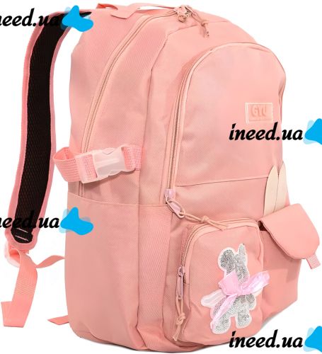School bag Set Fashion SG5017 4 in 1 for girls, teenage school kit, backpack for 16 liters shopper bag pencil case, satchel with Pink badge