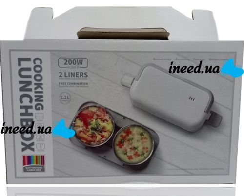 Електричний ланч бокс Cooking Lunchbox DFH-C01 200w 1,2 л для підігріву і приготування їжі з 2 чашами, харчової судочок контейнер для їжі від мережі