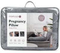 Momcozy Pregnancy Pillow PP101 80x120 cm—an orthopedic pillow for pregnant women, U-shaped for sleeping and relaxing, with back and belly support—Gray