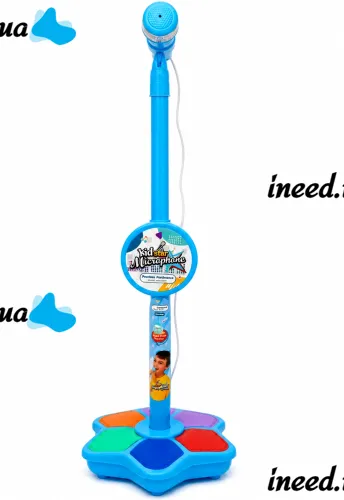 Kid Star Microphone 5350A for Kids—Adjustable Stand with Backlight, Karaoke with Sound Effects, and MP3—For Children Ages 3 and Up—Blue