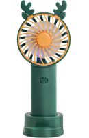 Настільний акумуляторний вентилятор з ріжками Mini Fan KL-FN20 з підсвічуванням і підставкою під телефон, Ручний міні вентилятор від акумулятора