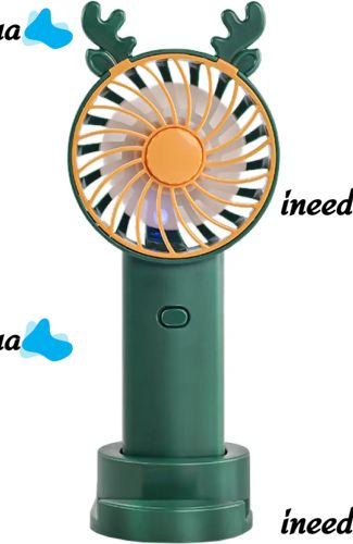 Настільний акумуляторний вентилятор з ріжками Mini Fan KL-FN20 з підсвічуванням і підставкою під телефон, Ручний міні вентилятор від акумулятора