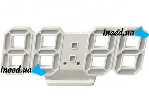 Электронные настольные 3D часы с белой LED подсветкой Generic LY-1089, Светодиодные цифровые настенные часы с будильником и датой Белые