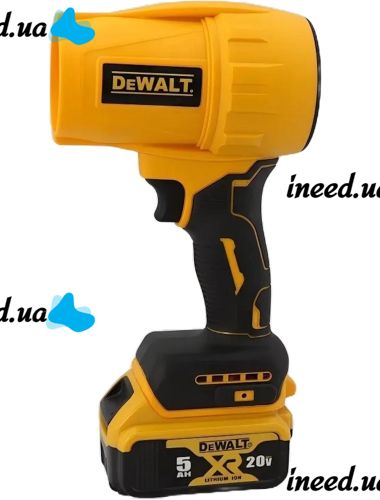 Акумуляторна повітродувка фен DeWalt DCE90E 20V 5Ah для прибирання снігу та листя з 2 акумуляторами, Бездротова дуйка Деволт для видалення пилу